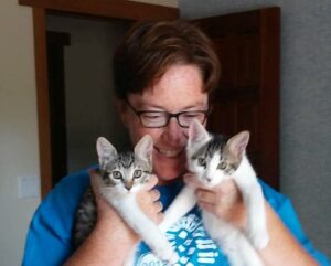 The author with two kittens